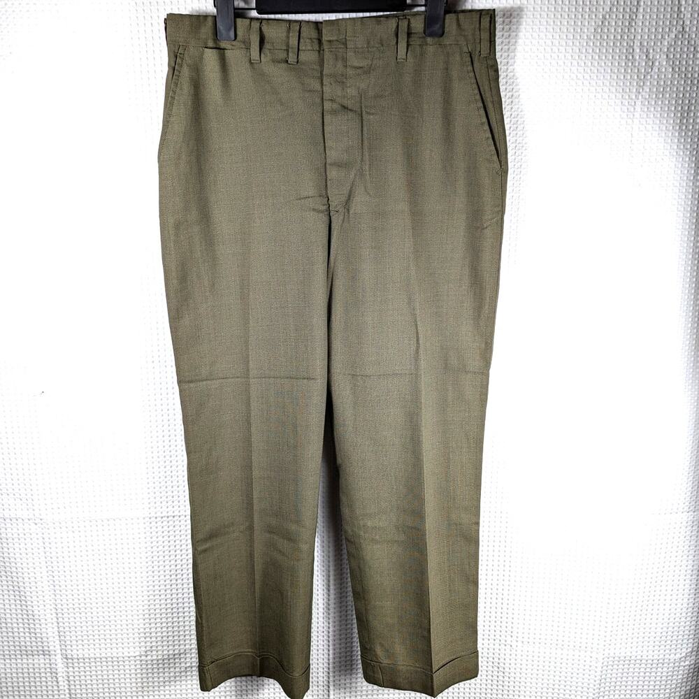 Vintage Hubbard Slacks 34x29 Olive Green Dress Pants Men’s Permanent Press